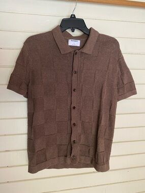 Old Navy Brown Textured Short-Sleeve Knit Polo